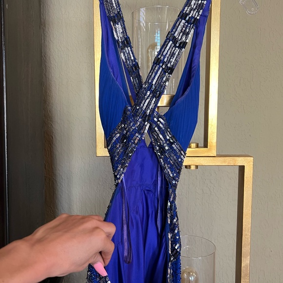 Royal blue beaded and backless prom gown!! - Picture 5 of 7